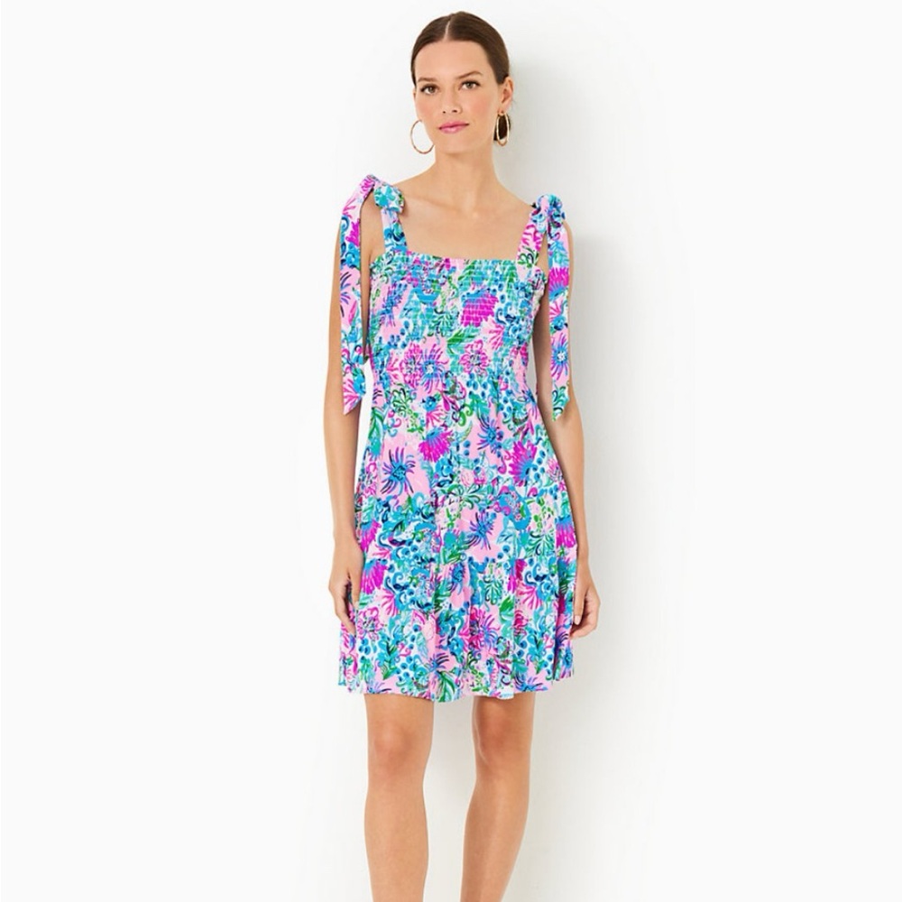 NEW💗Lilly Pulitzer kailua smocked dress paradise petals